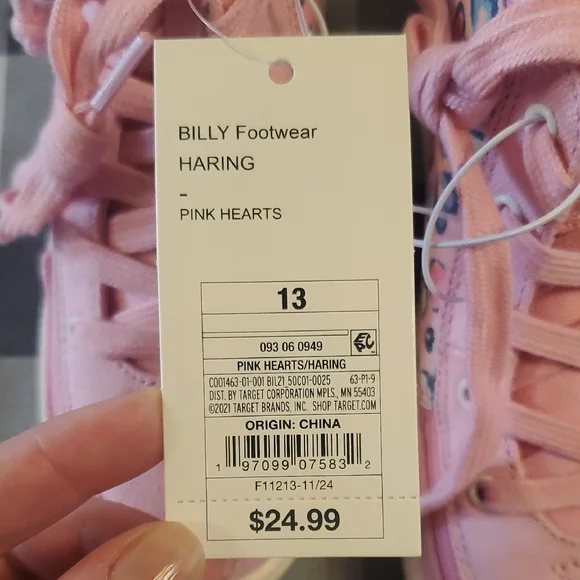 Pink Heart Pattern Kids Sneakers - Picture 2 of 6